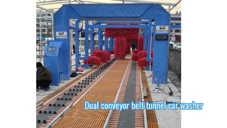 Kolon Peralatan Cuci Mobil Konveyor Sabuk Ganda Perawatan Rendah 36M 16 sikat