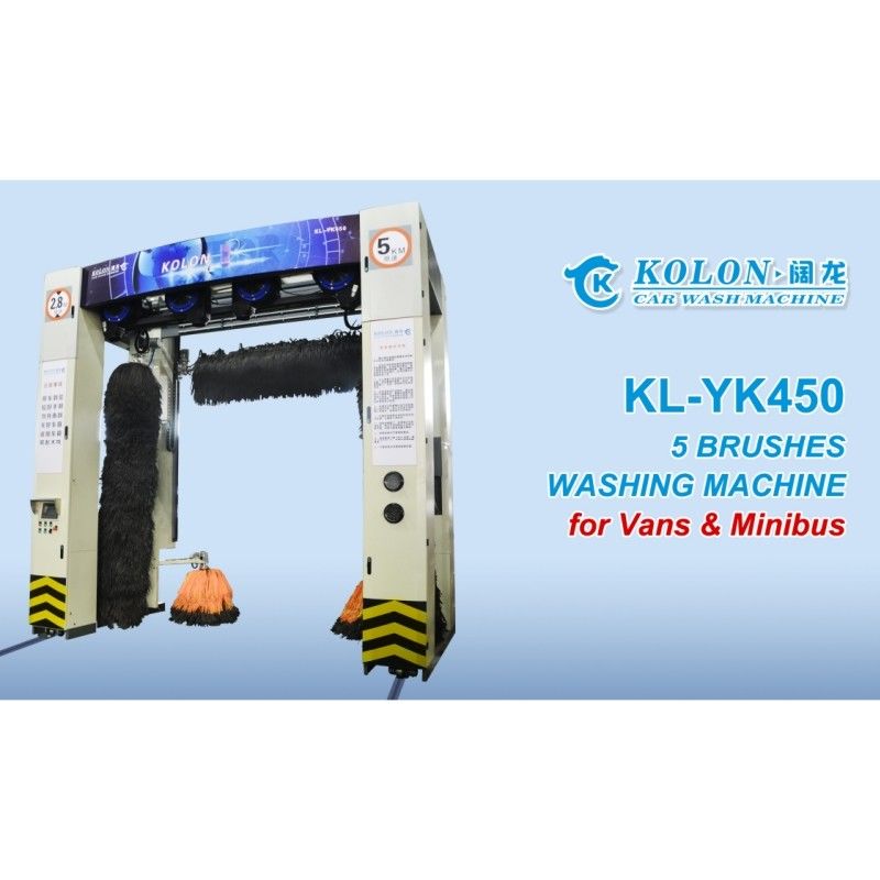 Kolon Roll Over Bus Wash Machine dengan sikat lembut dan sistem air bertekanan tinggi untuk pembersihan menyeluruh kendaraan besar 5 sikat