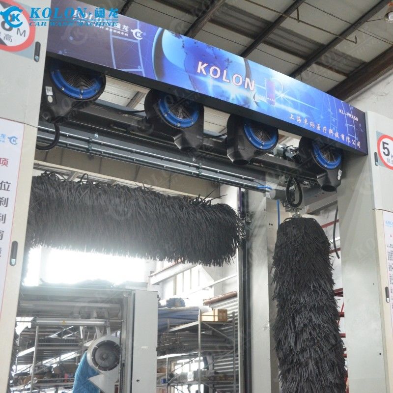 Kolon Roll Over Bus Wash Machine dengan sikat lembut dan sistem air bertekanan tinggi untuk pembersihan menyeluruh kendaraan besar 5 sikat